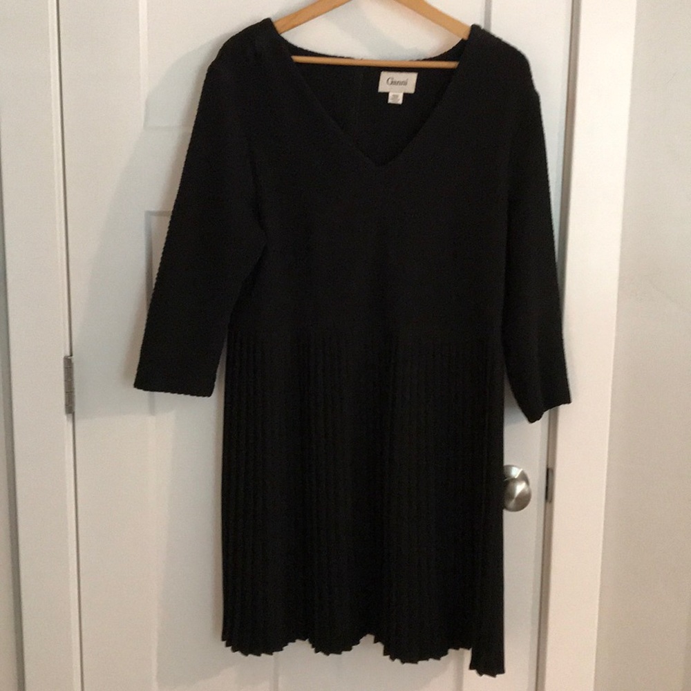 Ganni long sleeve pleated little black dress
